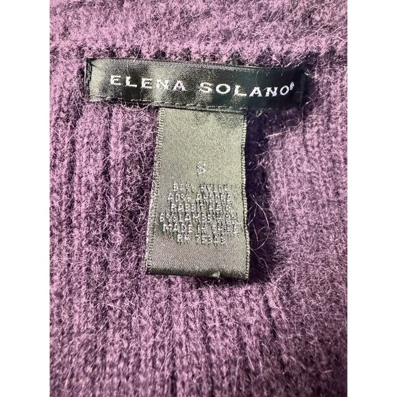 Y2K Purple Cable Knit Sweater Vest Dark Academia V-Neck Fuzzy Angora Blend Sz S - Picture 6 of 8